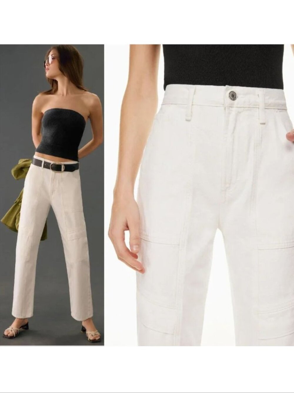 AGOLDE Cooper CARGO Jeans Pants Size 30 Milkshake White Denim NEW $228